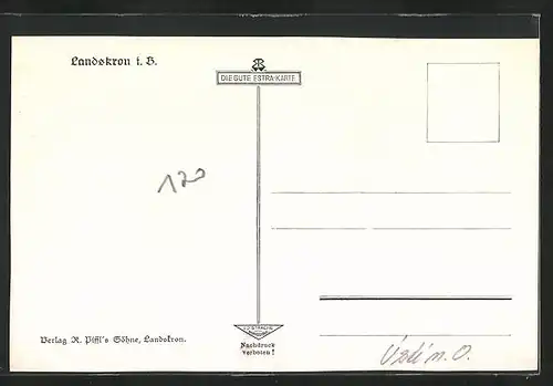 AK Landskron i. B., Dorf vom Feld aus