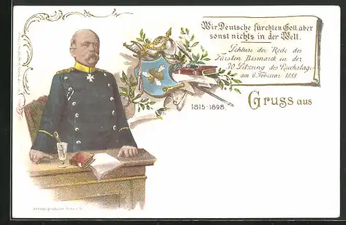 Lithographie Bismarck am Schreibtisch