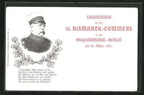 AK Erinnerung an den 10. Bismarck-Commers 1901