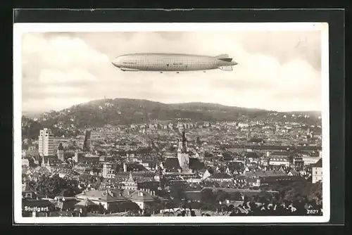 AK Stuttgart, LZ 127 Graf Zeppelin über der Stadt