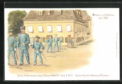 Lithographie Uniform des Generals und Kadetten