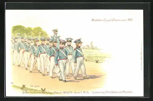 Lithographie Uniform der Kadetten-Corps seit 1825