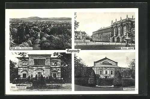 AK Bayreuth, Festspielhaus, Neus Schloss, Villa Wahnfried