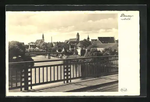 AK Donauwörth, Blick von der Donaubrücke in die Einmündung der Wörnitz