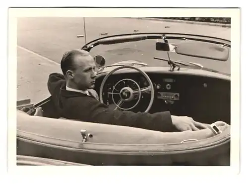 3 Fotografien Auto Porsche 356 Cabrio, Cabriolet mit Bullenfänger & Kfz-Kennzeichen Schweiz