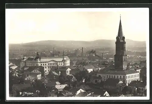 AK Friedek /Frýdek, Ortspartie mit Rathausturm