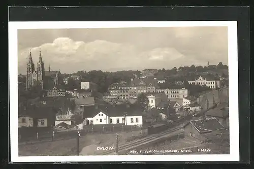 AK Orlová, Panorama mit Kirche