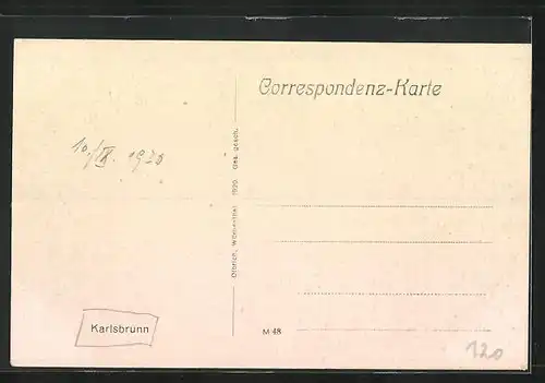 AK Karlsbrunn, Ortsansicht vom Berg aus