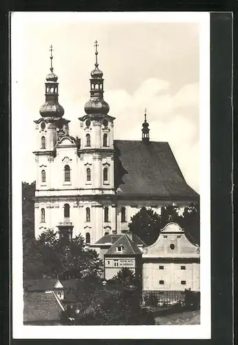 AK Frýdek, Kirche und Poutni Hotel