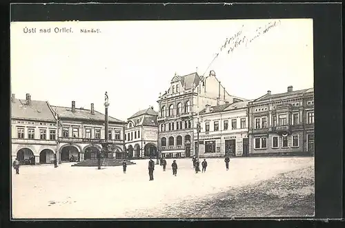AK Ústi nad Orlici, Námesti, Marktplatz mit Mariensäule