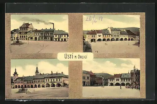 AK Ústi nad Orlici, Gebäude am Marktplatz
