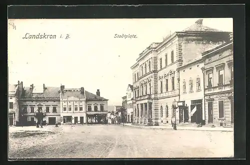 AK Landskron i. B., Strassenpartie am Stadtplatz