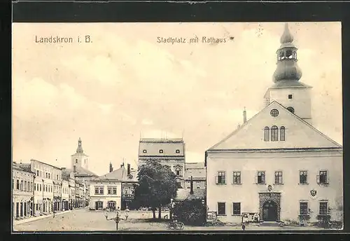 AK Landskron i. B., Rathaus und Stadtplatz