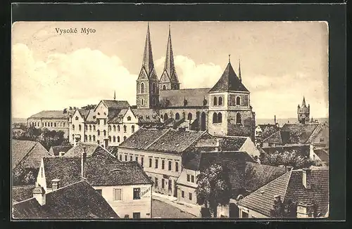 AK Vysoke Myto, Strassenpartie mit Kirche