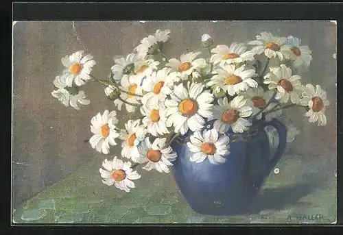 Künstler-AK Anna Haller: Gänseblumen in einer Vase