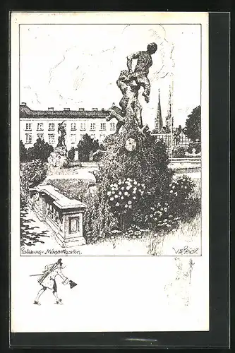 Künstler-AK Ulf Seidl: Salzburg, Mirabellgarten