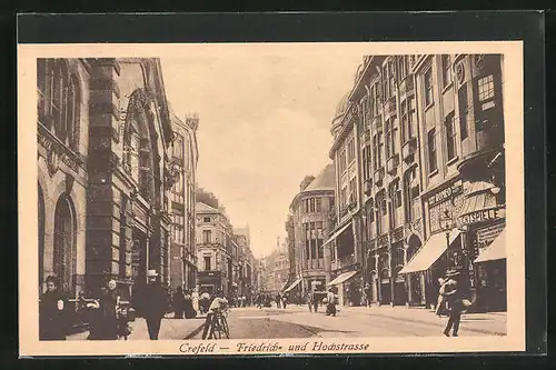 AK Crefeld, Friedrich- u. Hochstrasse mit Schuhhaus Romeo