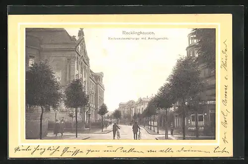 AK Recklinghausen, Reitzensteinstrasse mit Amtsgericht