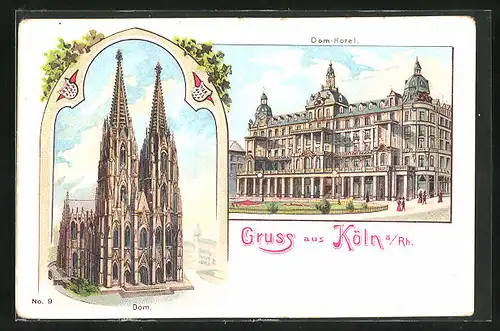 Lithographie Köln, Dom, Dom-Hotel
