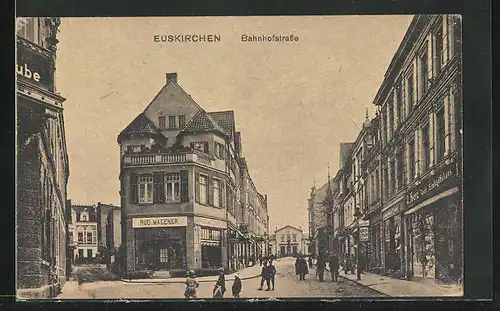 AK Euskirchen, Bahnhofstrasse mit Geschäft v. Rud. Wagener