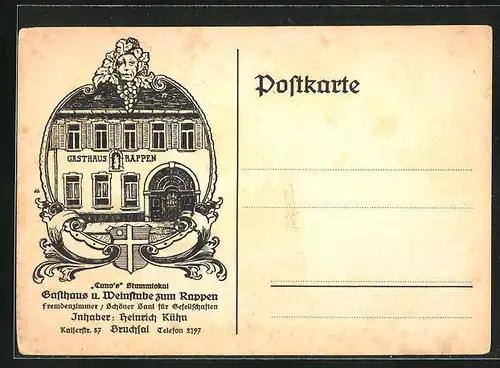 AK Bruchsal, Gasthaus und Weinstube zum Rappen