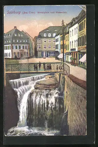 AK Saarburg, Marktplatz und Wasserfall