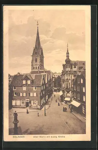 AK Solingen, Alter Markt mit evangelischer Kirche
