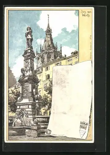Künstler-AK Köln /Rhein, Jan van Werth Denkmal