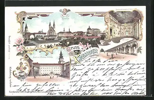 Lithographie Kremsier, Erzbischöfliches Schloss, Kolonade