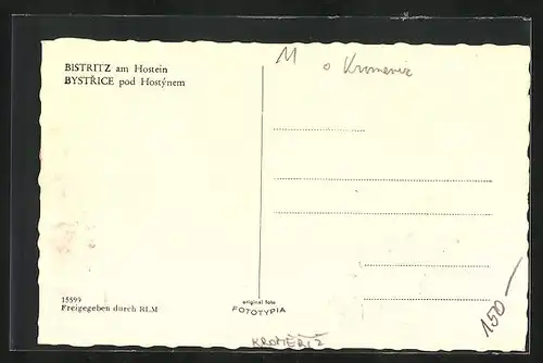 AK Bistritz /Hostein, Strassenpartie mit Wohnhäusern