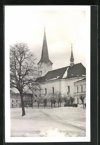 AK Bystrice pod Hostynem, Kirche im Winter