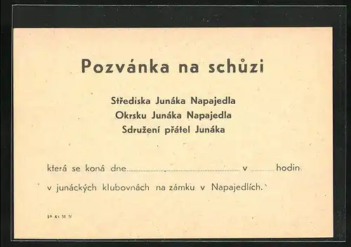 AK Napajedla, Pozvánka na schuzi