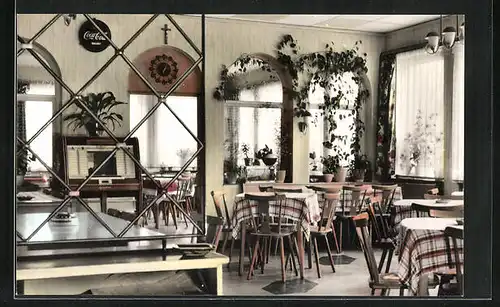 AK Frammersbach, Gaststube von Gasthaus und Pension Zur Spessartschenke