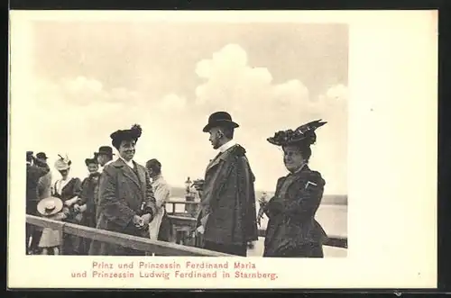 AK Prinz und Prinzessin Ferdinand Maria und Prinzessin Ludwig Ferdinand von Bayern in Starnberg