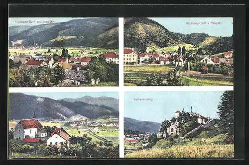 AK Kindberg-Dörfl, Panorama, Kalvarienberg & Georgiberg