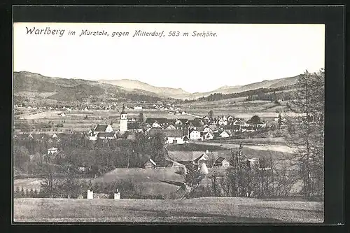 AK Wartberg im Mürztal, Panorama gegen Mitterdorf