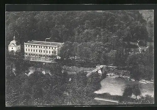 AK Bad Teplitz, Kurhaus und Kirche aus der Luft gesehen