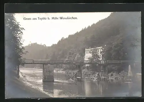 AK Bad Teplitz, an der Flussbrücke