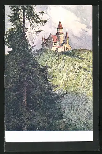 Künstler-AK Bouzov, Hrad