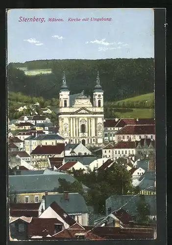 AK Sternberg, Kirche mit Umgebung