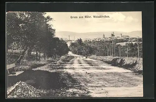 AK Mähr. Weisskirchen, Panorama von der Strasse aus