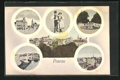 AK Prerau, verschiedene Stadtansichten