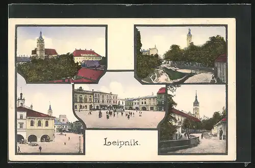 AK Leipnik, Námesti, Teilansichten der Stadt