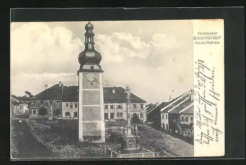 AK Bodenstadt, Stadtplatz mit Uhrenturm