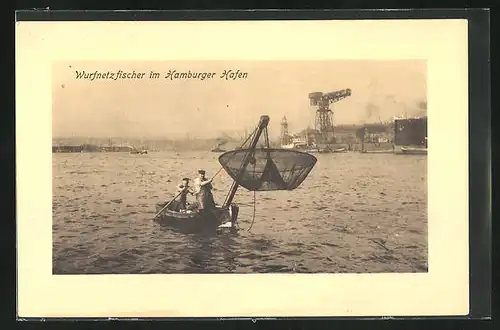 AK Hamburg, Wurfnetzfischer am Hafen