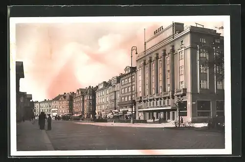 AK Teschen, Bahnhofstrasse mit Hotel