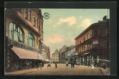 AK Mähr. Ostrau, Hauptstrasse mit Grand Hotel