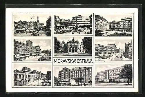 AK Mor. Ostrava, Gebäude- und Strassenansichten