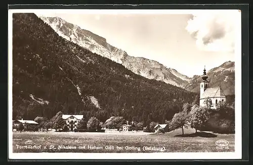 AK Golling, Torrenerhof und St. Nikolaus mit Hohem Göll