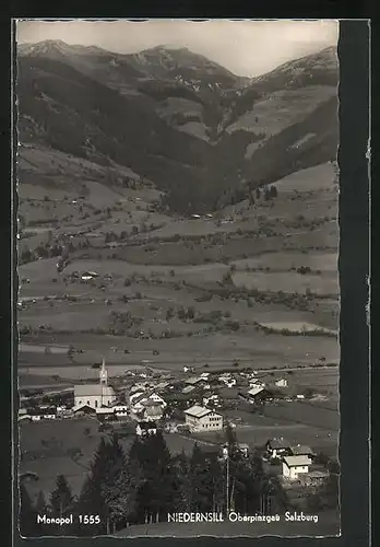 AK Niedernsill im Oberpinzgau, Talpanorama mit der Ortschaft